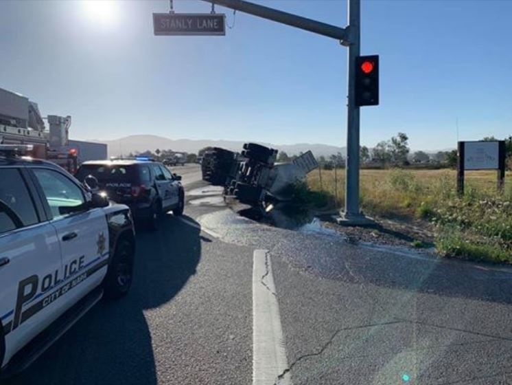 overturned wine tanker